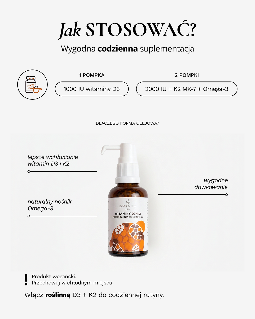 Witamina D3+K2 pochodzenia roślinnego 20 ml - suplement diety