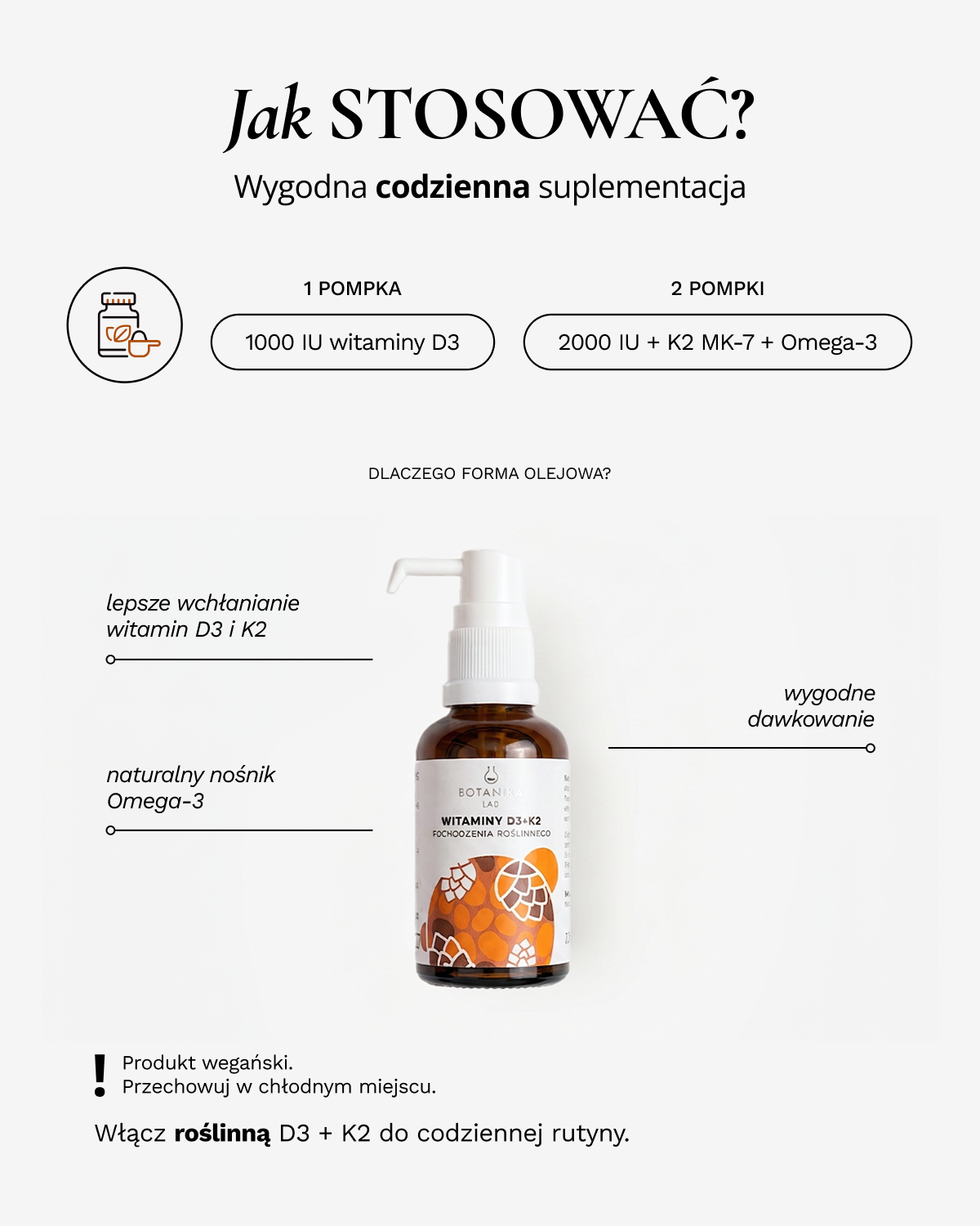 Witamina D3+K2 pochodzenia roślinnego 20 ml - suplement diety