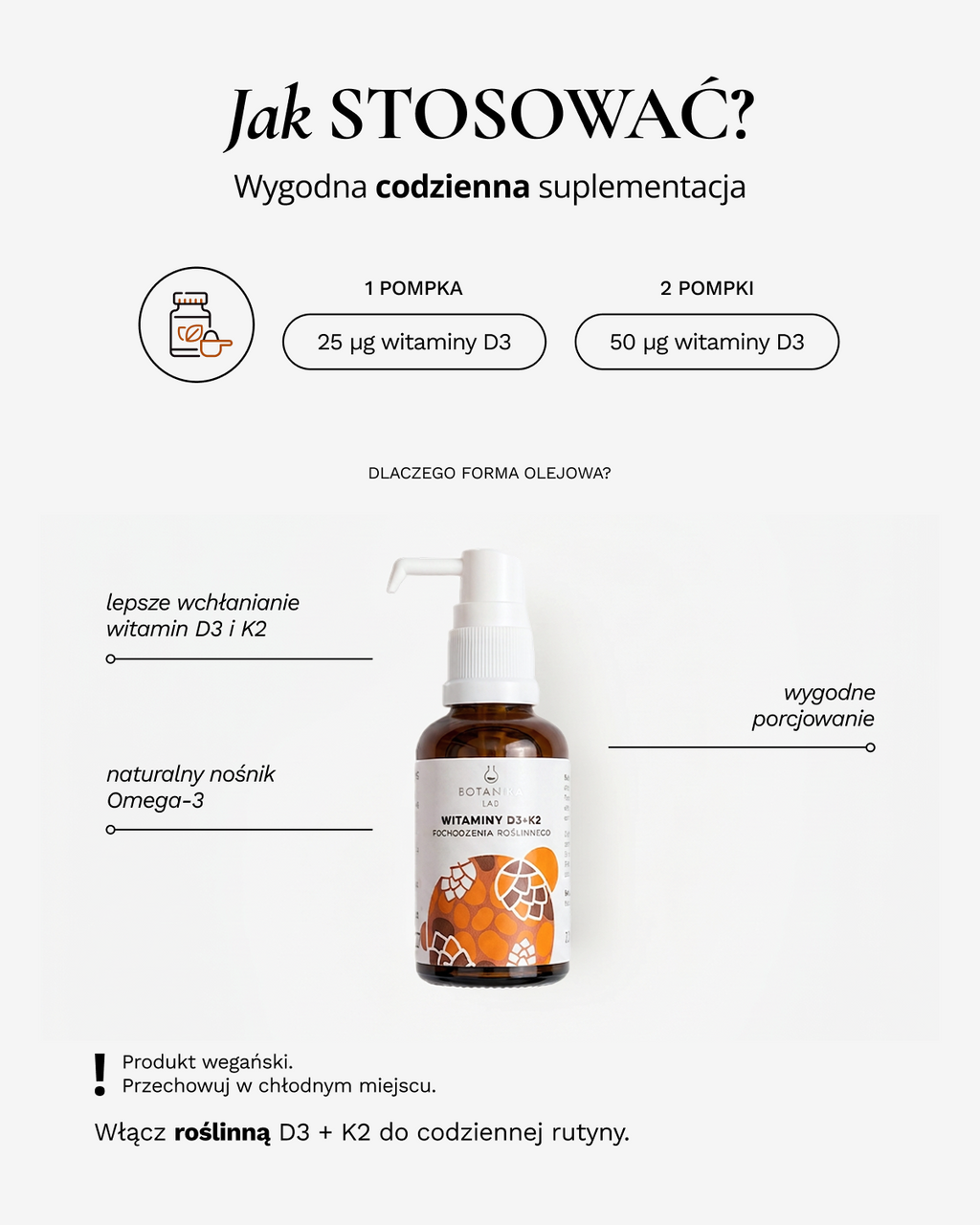 Witaminy D3+K2 pochodzenia roślinnego 20 ml - suplement diety